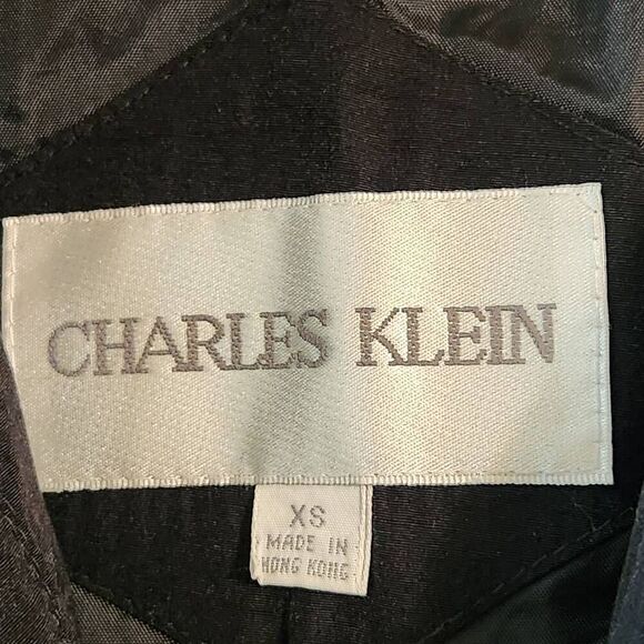 Vintage Charles Klein Rayon blend jacket removable hood black XS - Picture 5 of 7